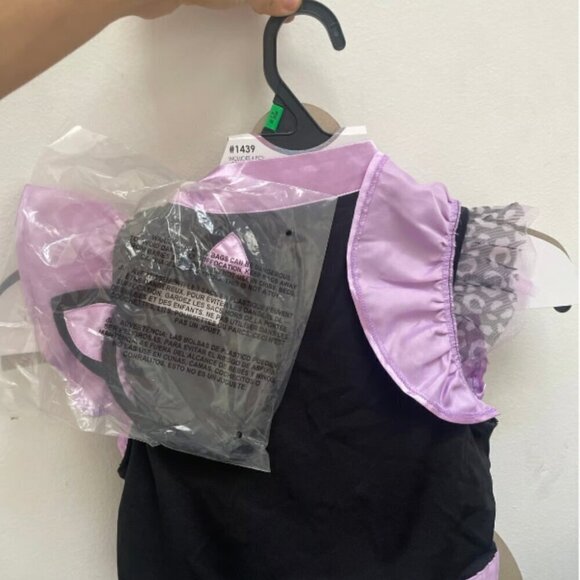 Childs Reversible Black And Purple Cat/ Skeleton Costume Sizesmall  4-6 - Picture 5 of 5